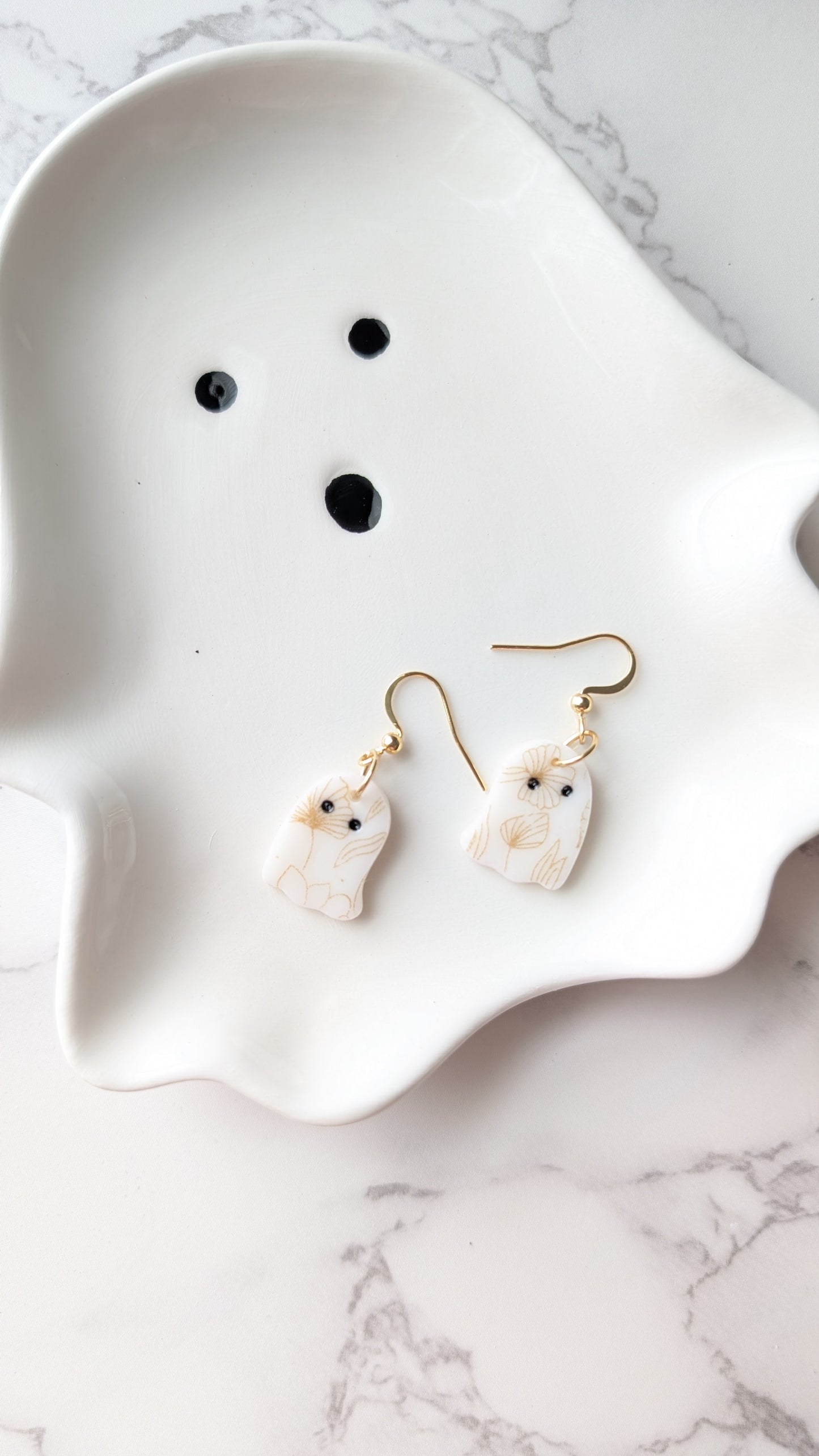 GOLD PRINT GHOST DANGLES