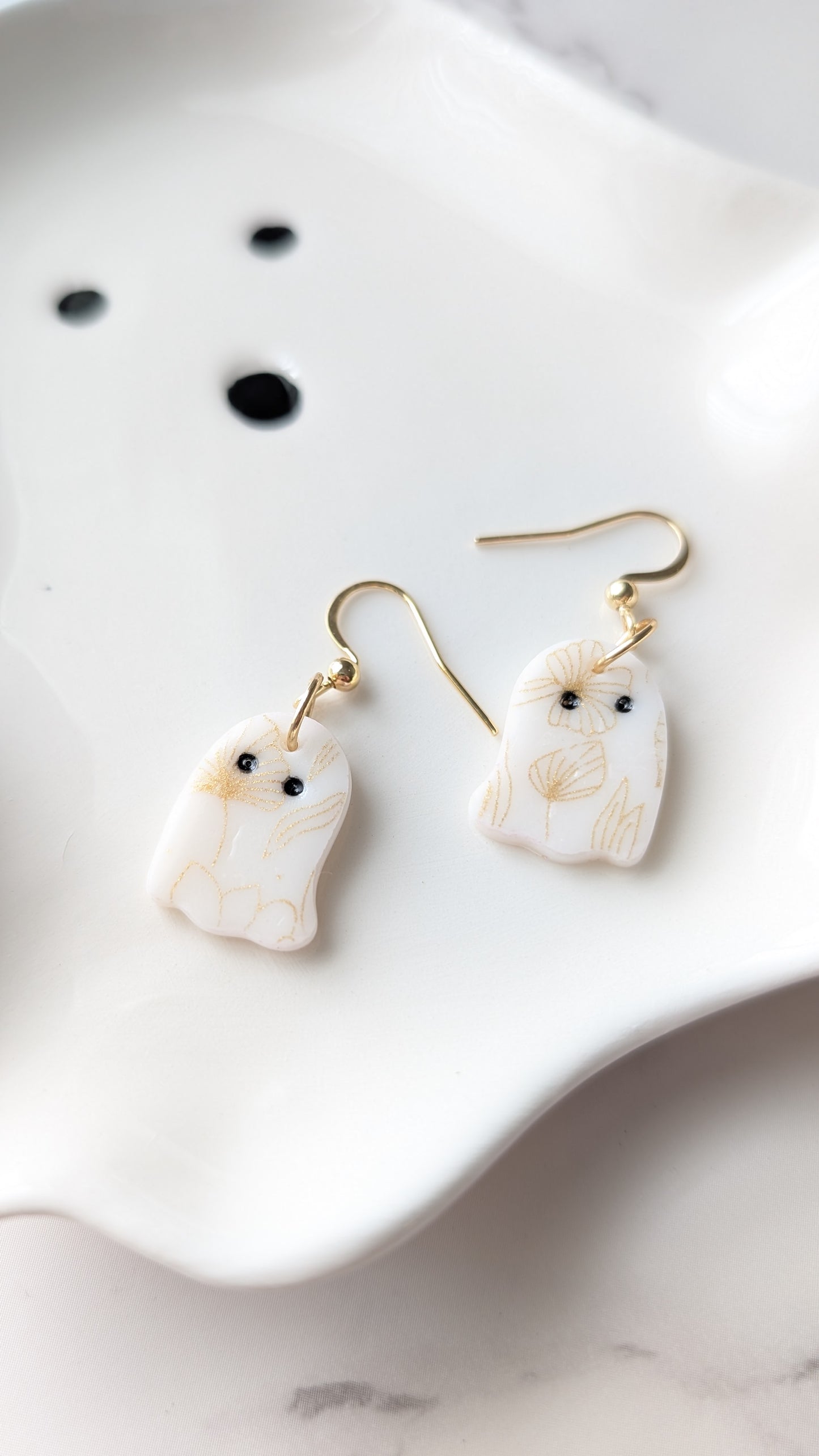 GOLD PRINT GHOST DANGLES