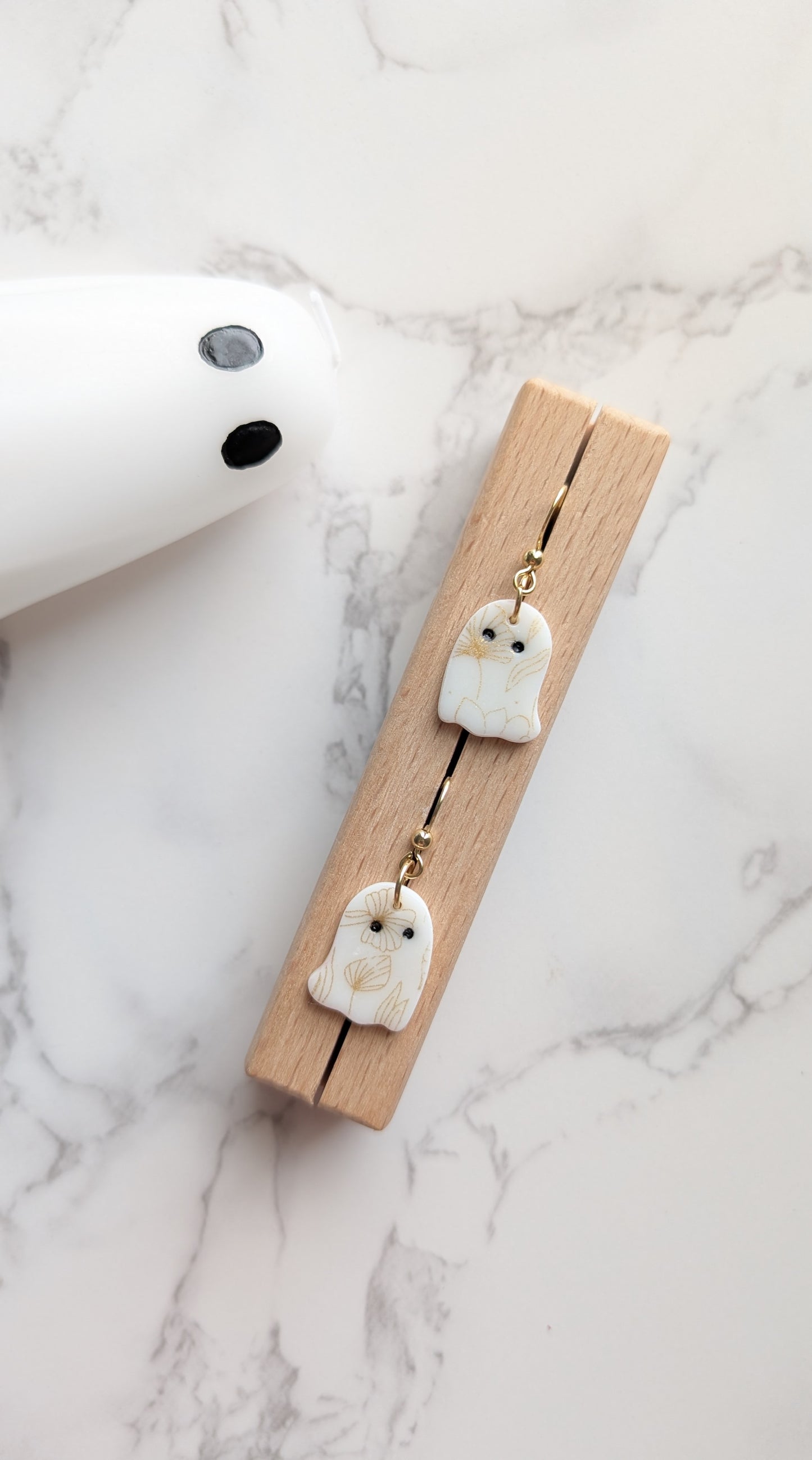 GOLD PRINT GHOST DANGLES