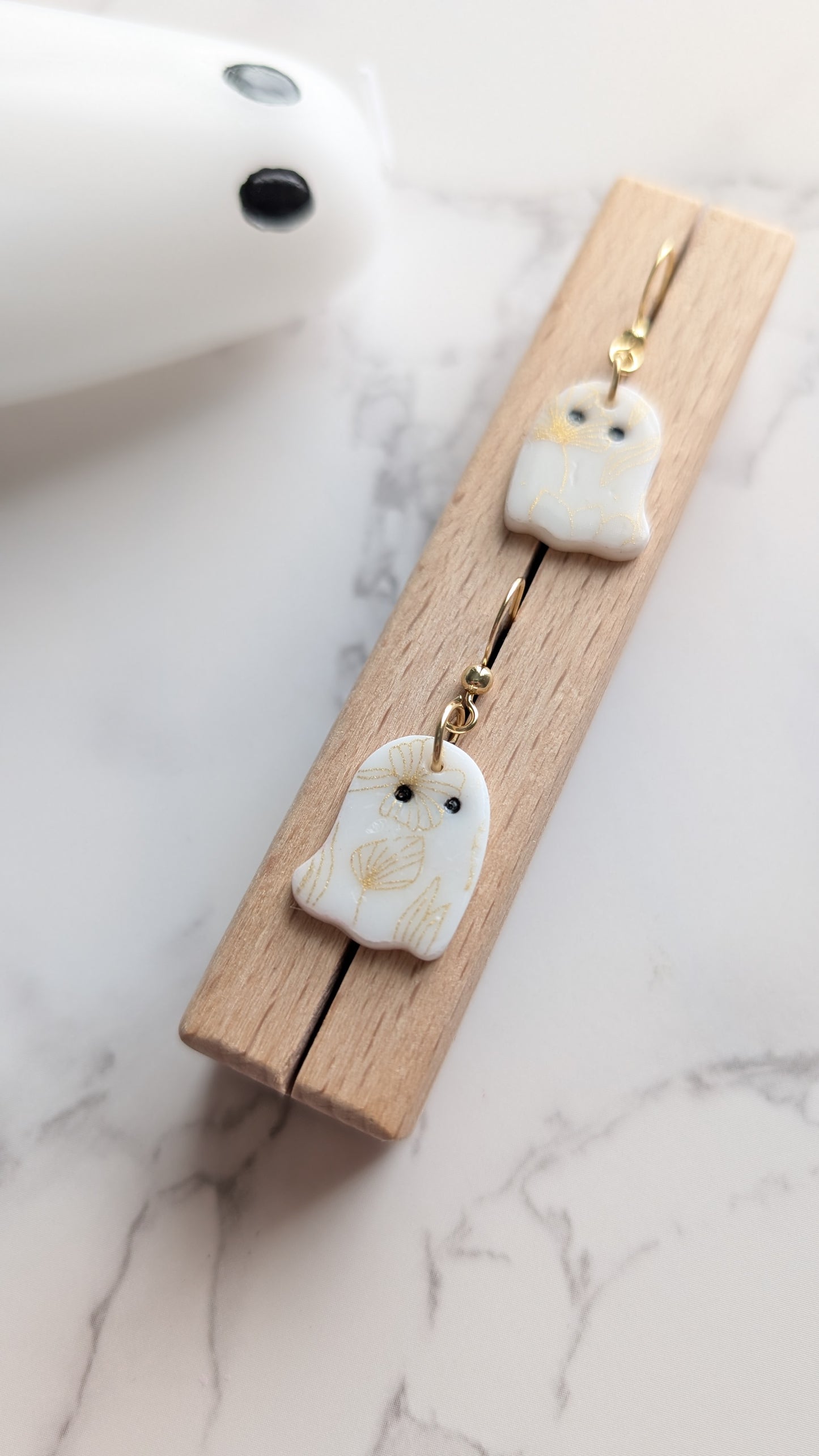 GOLD PRINT GHOST DANGLES