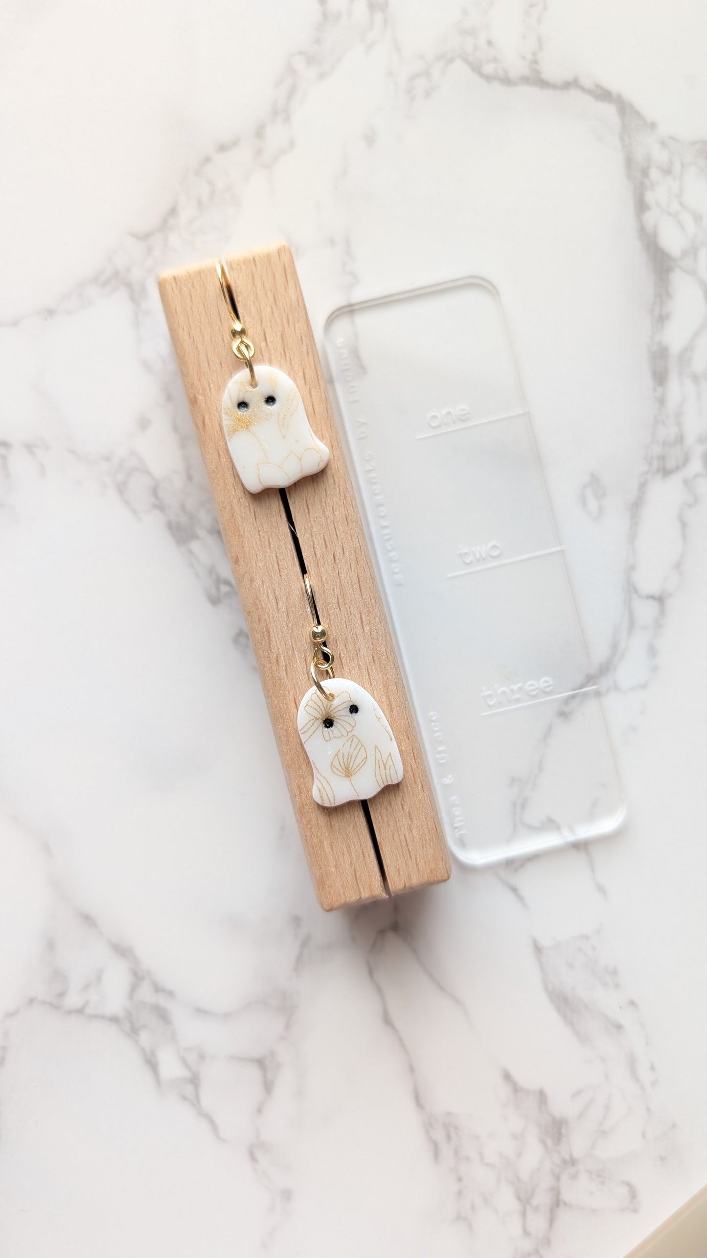 GOLD PRINT GHOST DANGLES