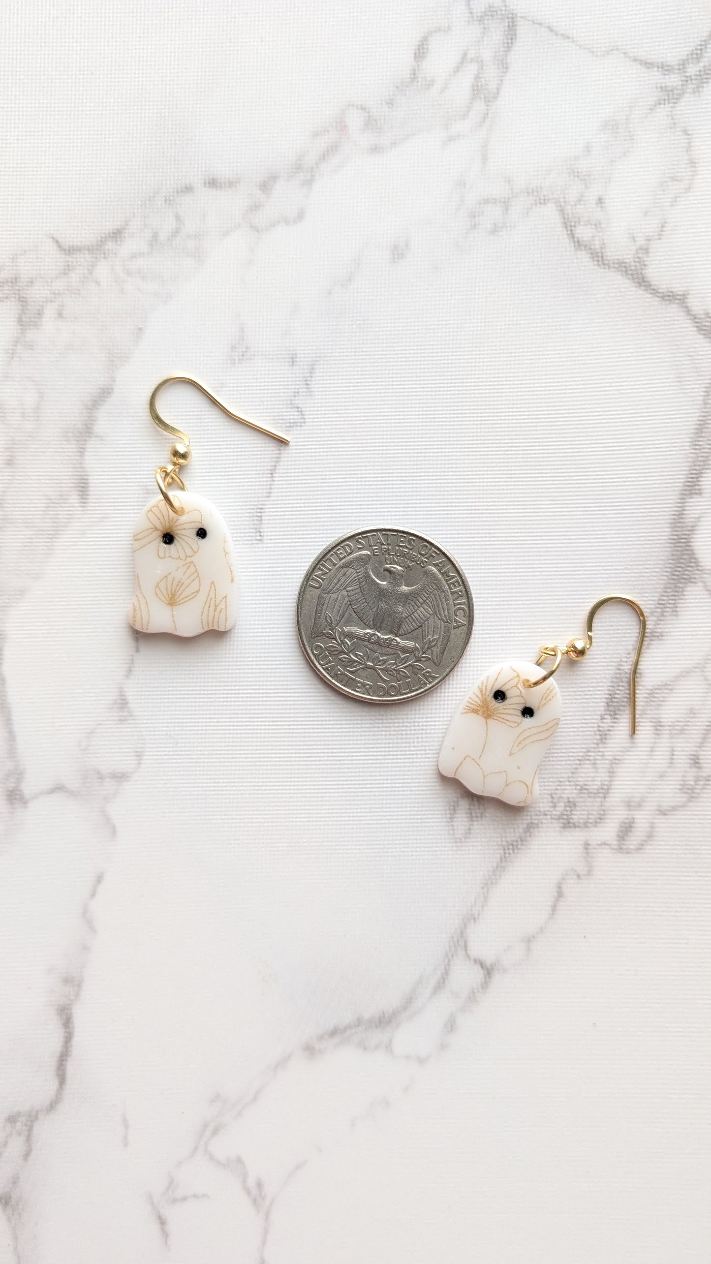GOLD PRINT GHOST DANGLES