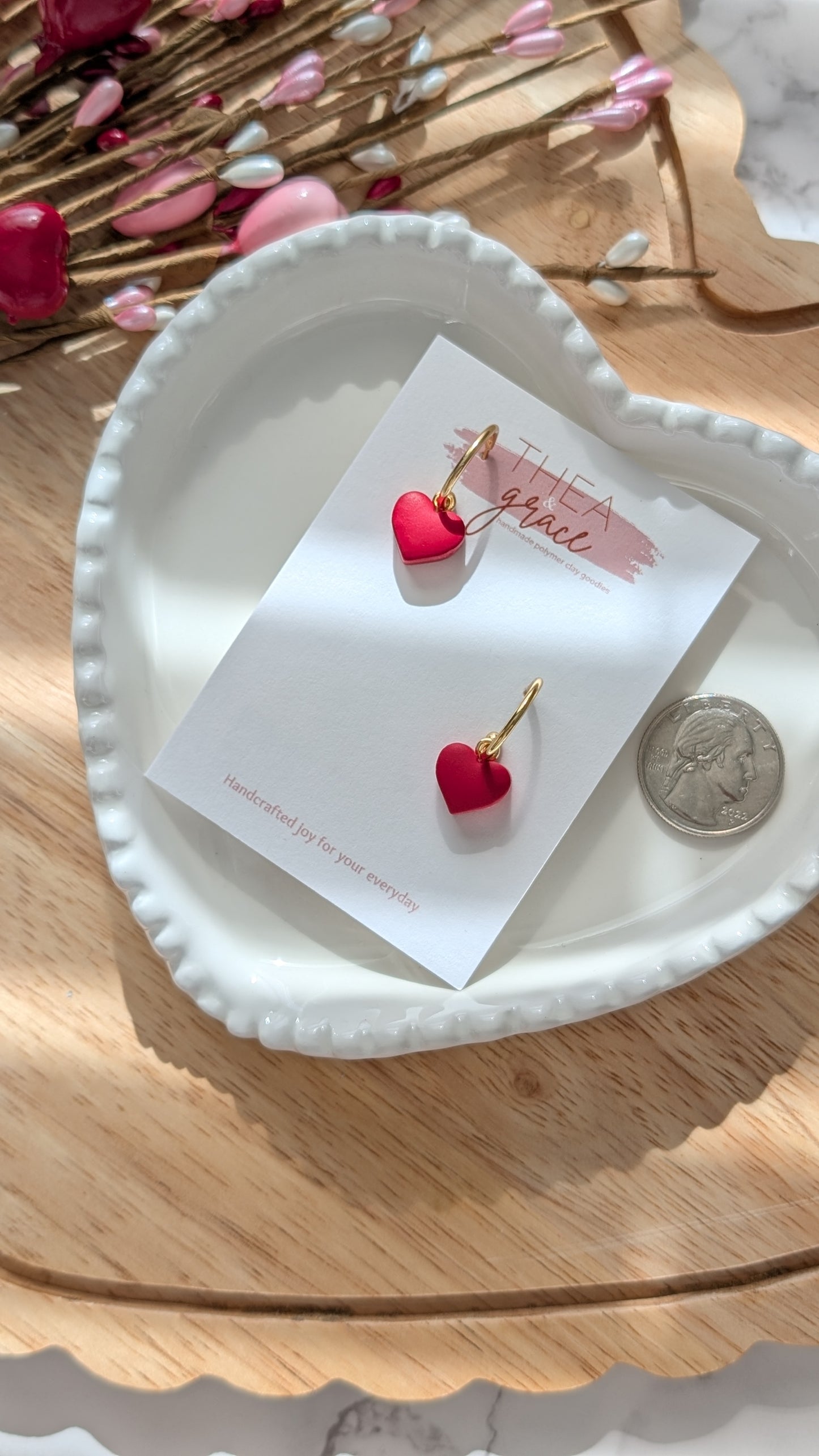 HEART BEAD ON MINI HOOPS