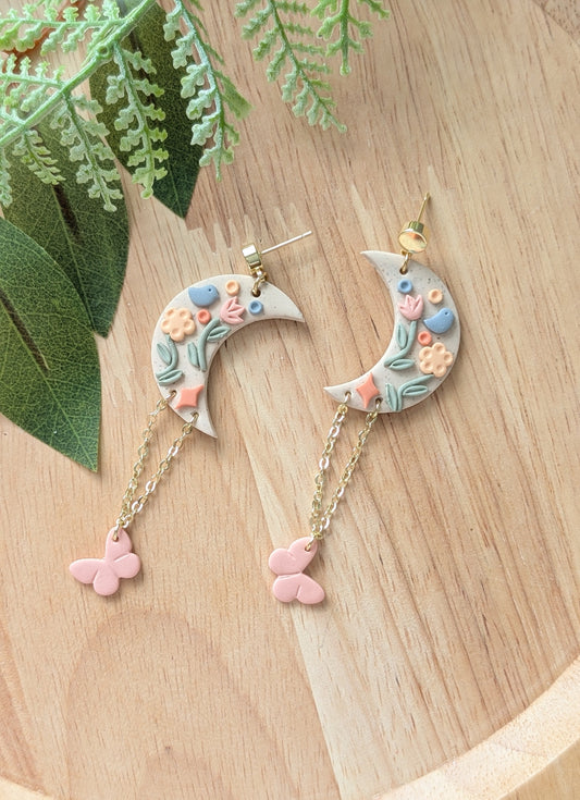 *PRE-ORDER* MEADOW FLORAL MOON DANGLES