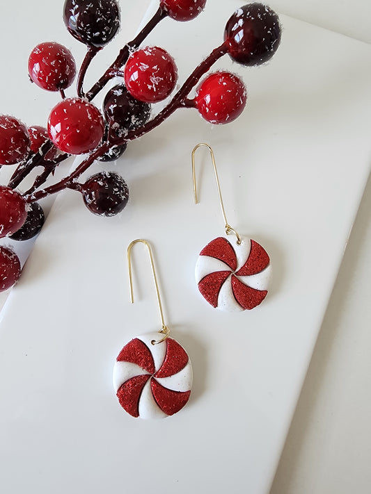 PEPPERMINT WHEEL DANGLES (GLITTERED)