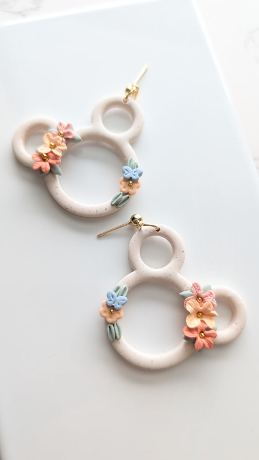 FLORAL MOUSE CUTOUT DANGLES