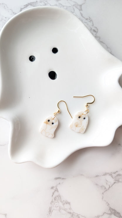 GOLD PRINT GHOST DANGLES