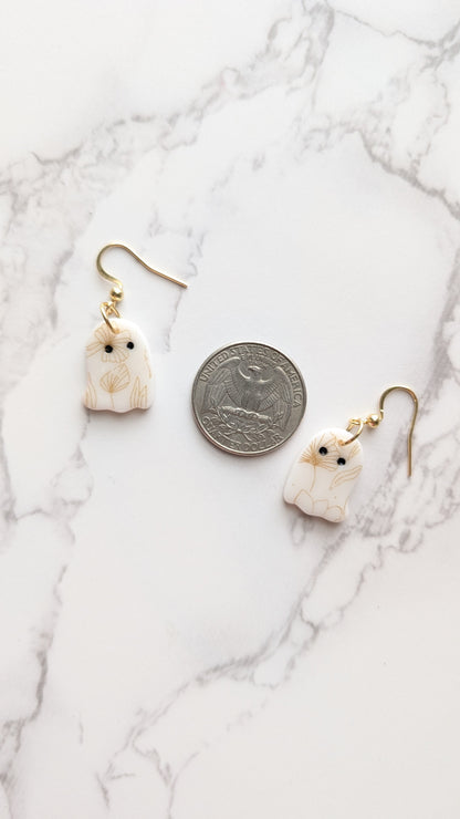 GOLD PRINT GHOST DANGLES