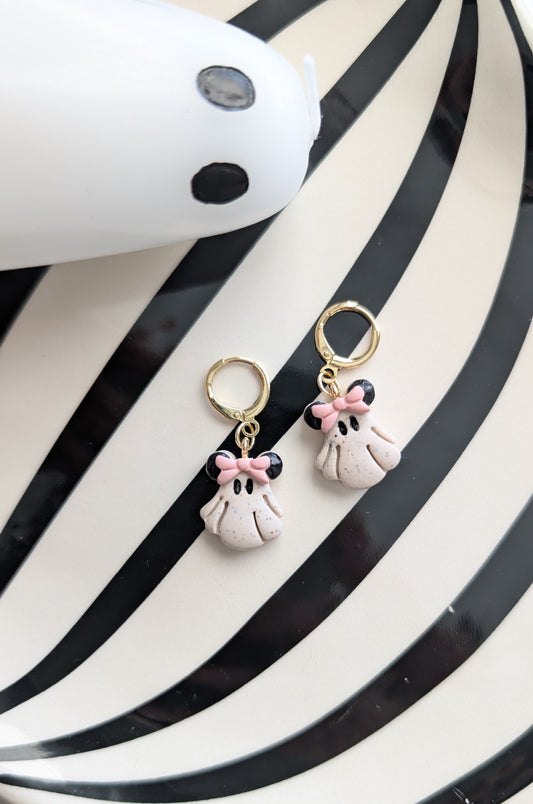 GHOST MOUSE W/BOW DANGLES