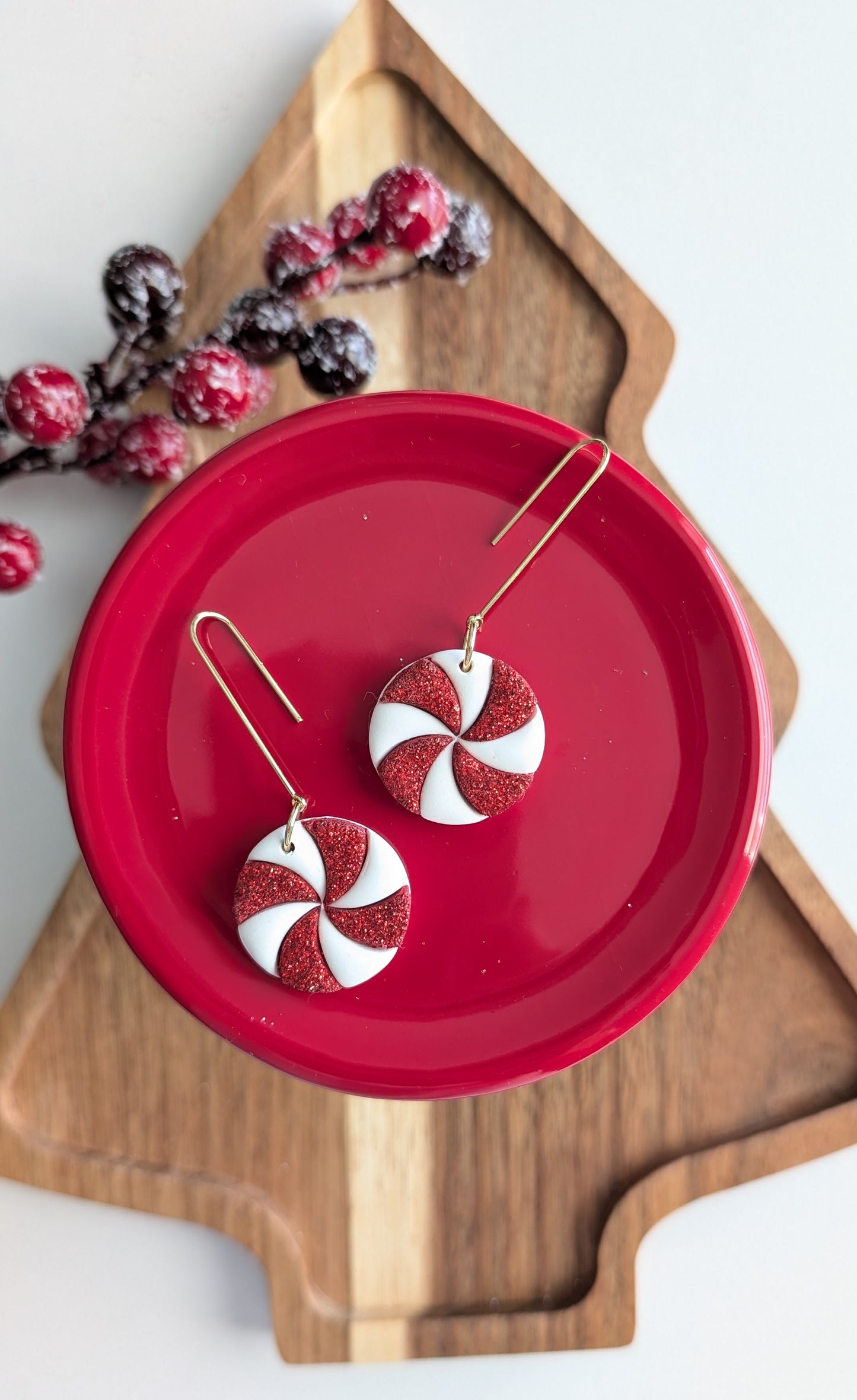 GLITTERED PEPPERMINT DANGLES