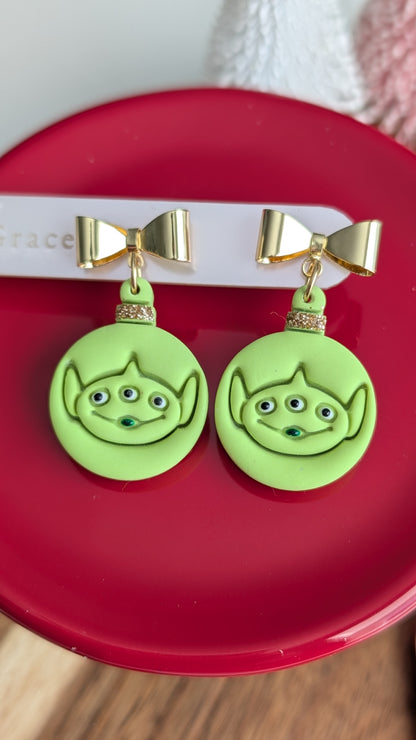 GREEN LITTLE DUDE HOLIDAY DANGLES