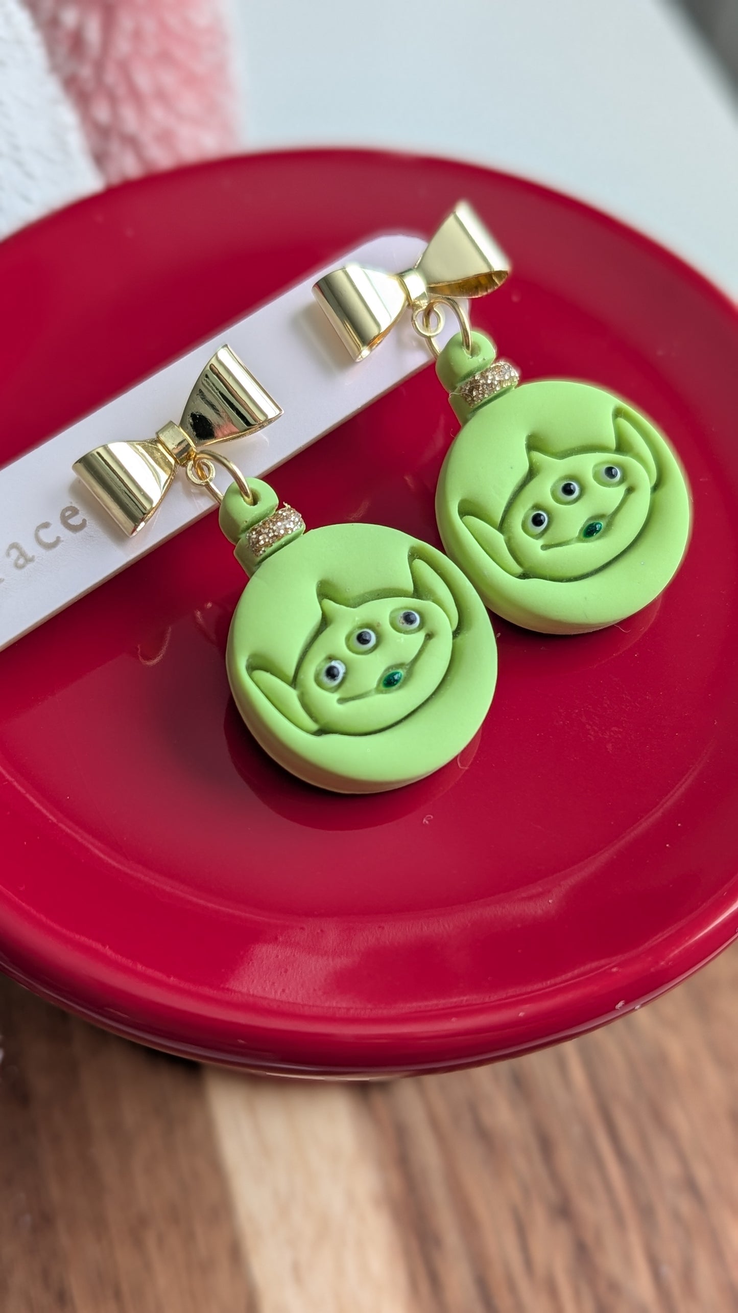 GREEN LITTLE DUDE HOLIDAY DANGLES