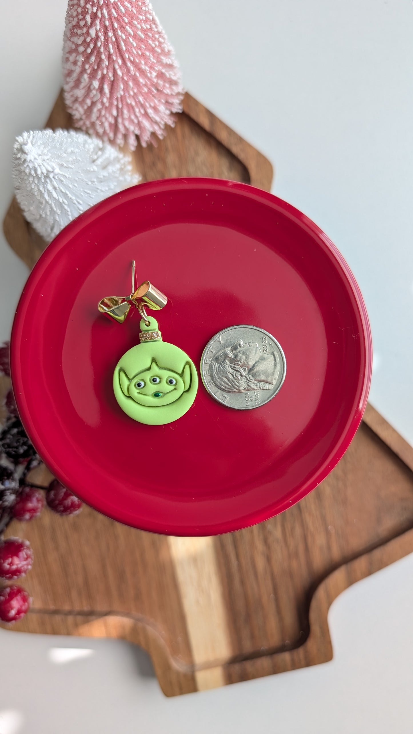 GREEN LITTLE DUDE HOLIDAY DANGLES