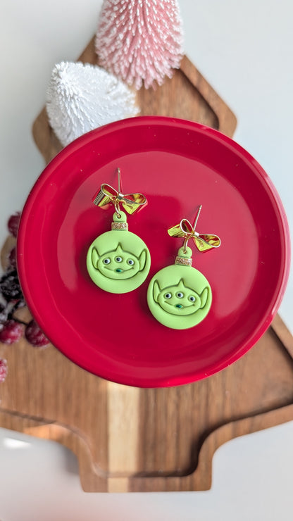 GREEN LITTLE DUDE HOLIDAY DANGLES