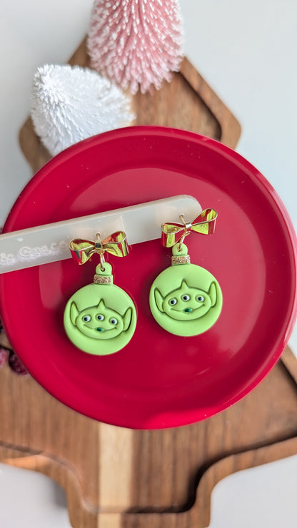 GREEN LITTLE DUDE HOLIDAY DANGLES