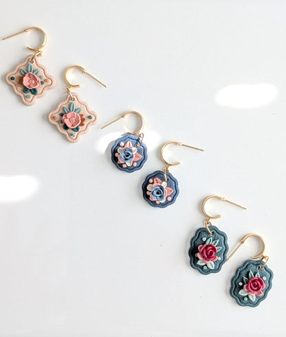 MINI FLORAL FRAMED DANGLES