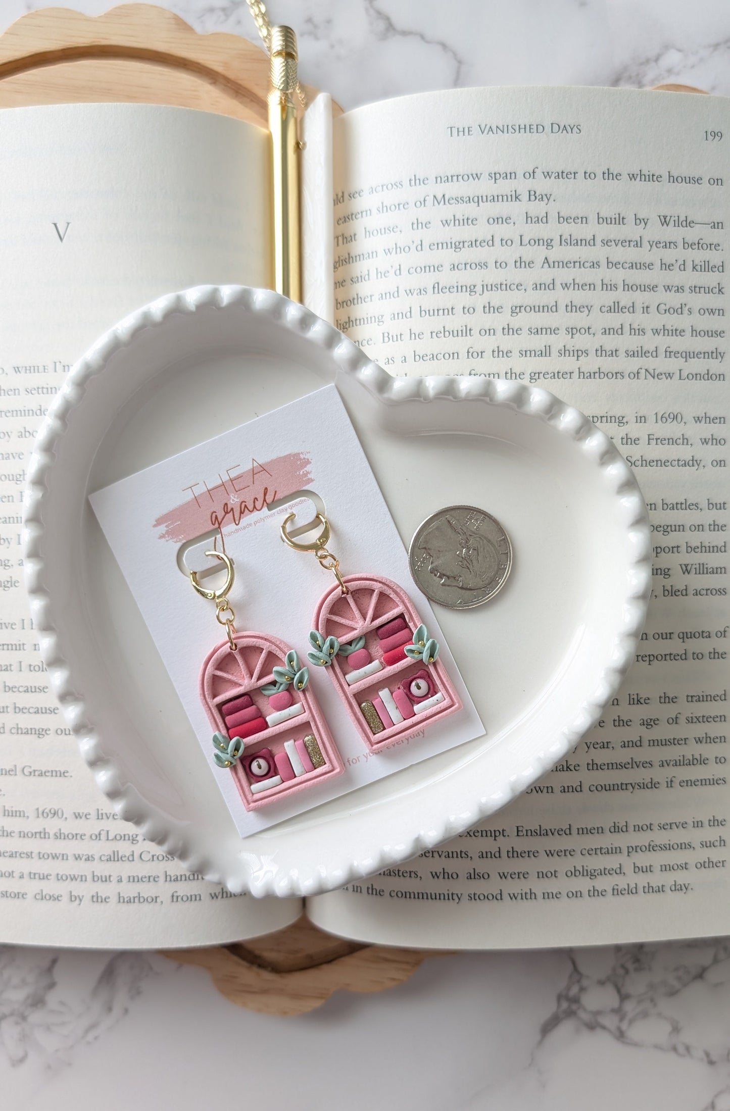 LT. PINK ARCHED BOOKSHELF DANGLES