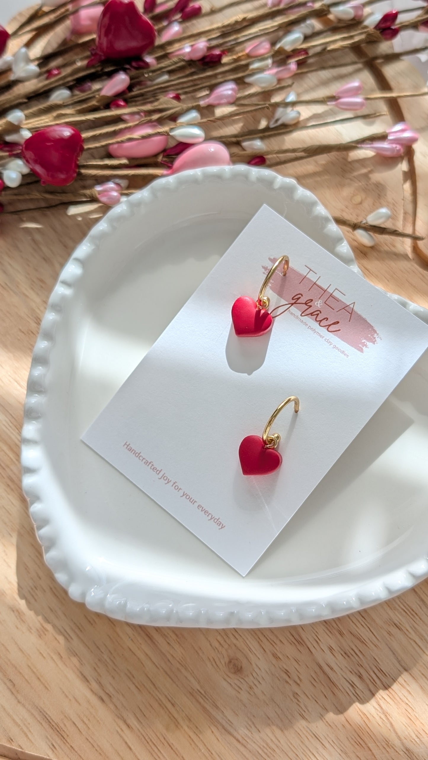 HEART BEAD ON MINI HOOPS