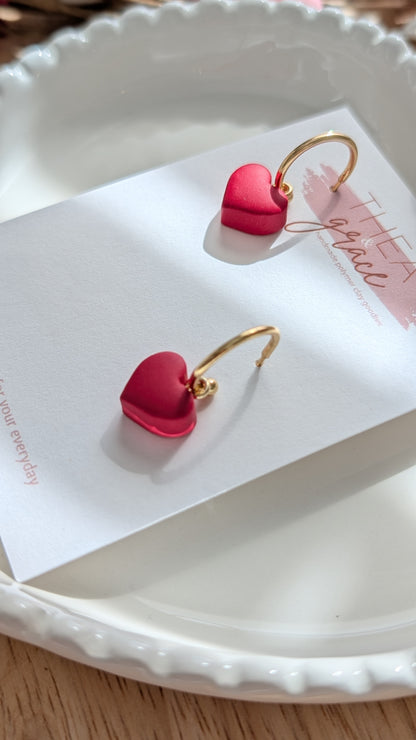 HEART BEAD ON MINI HOOPS