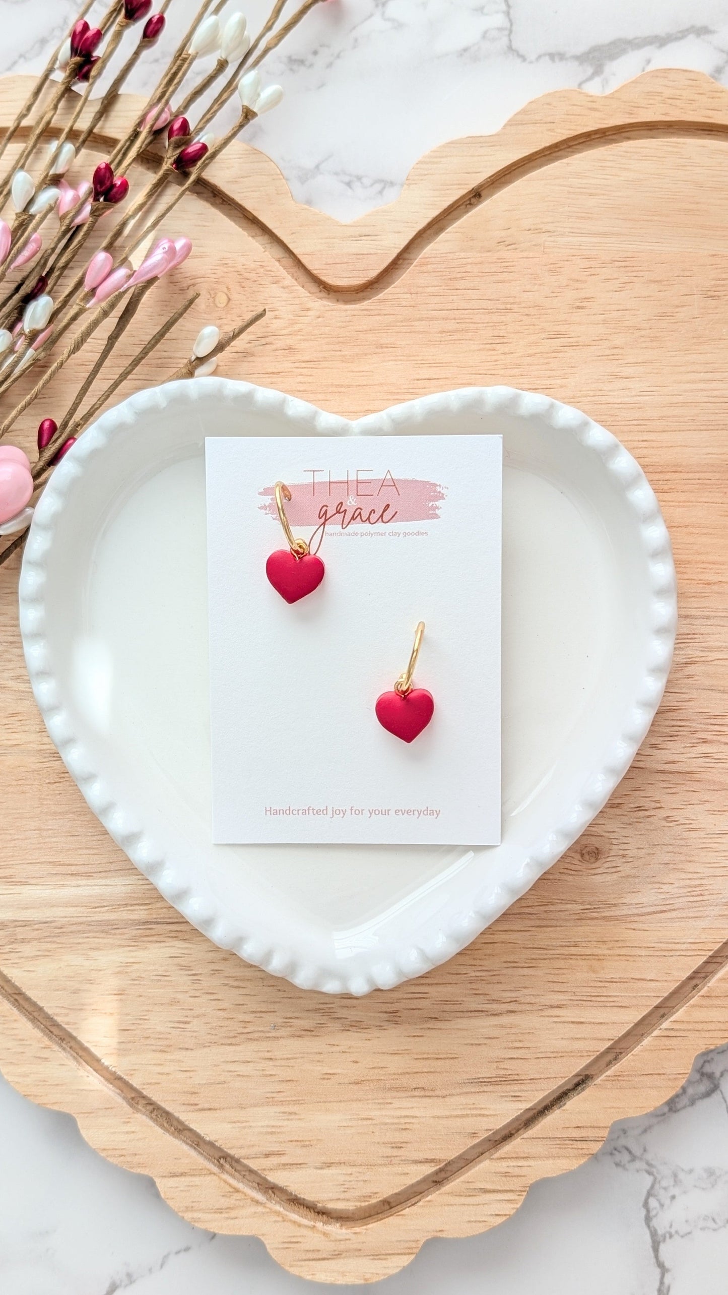 HEART BEAD ON MINI HOOPS