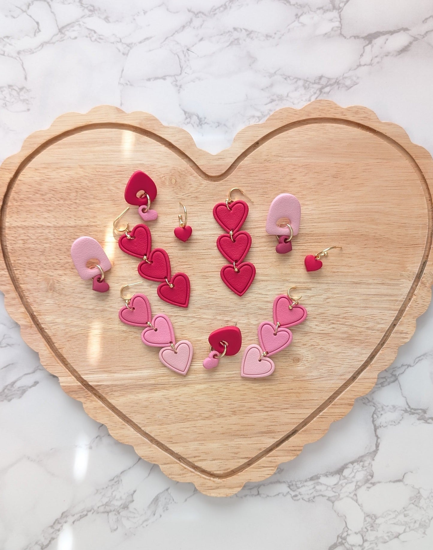 HEART TRIO STATEMENT  DANGLES - RED