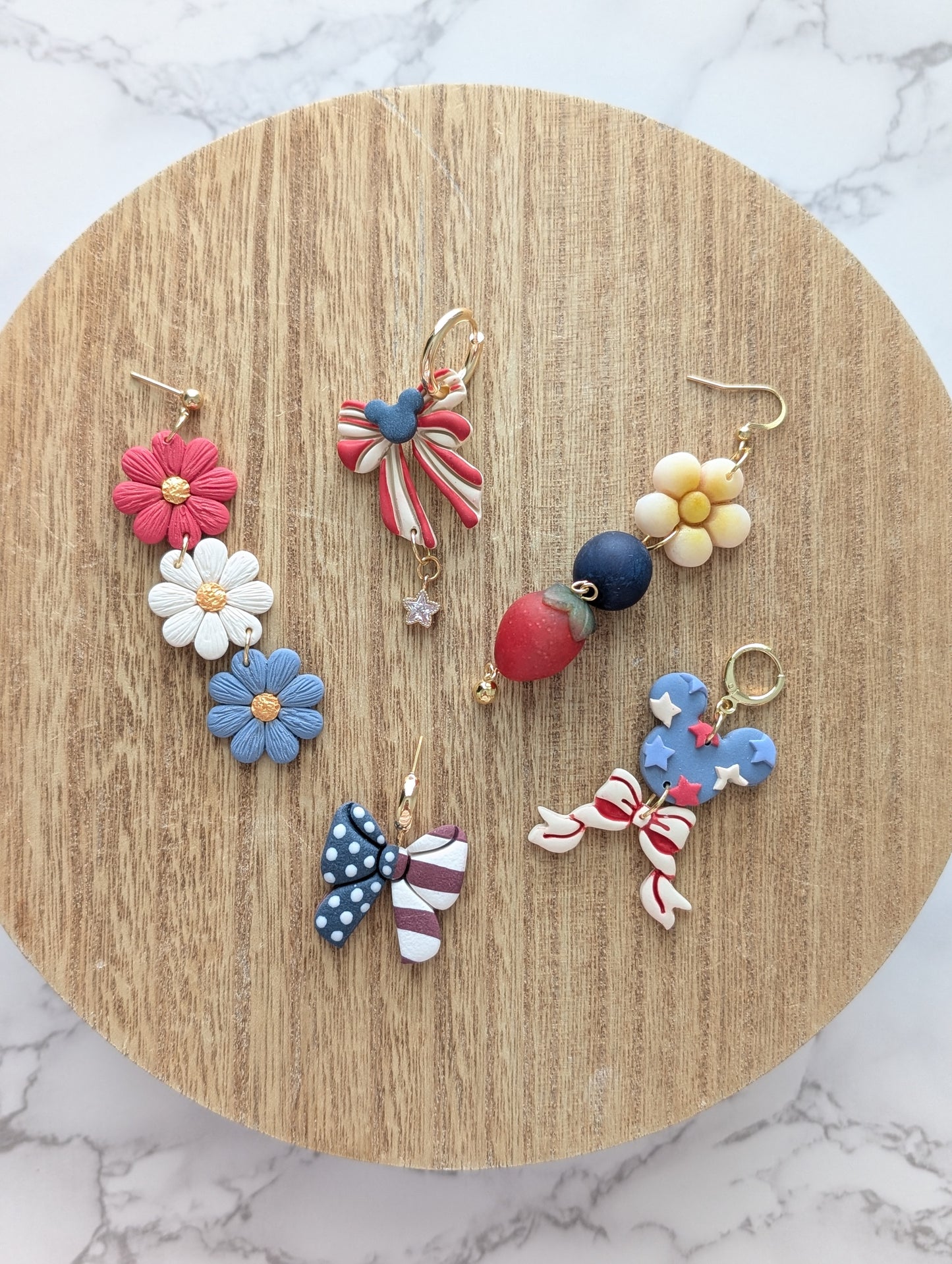 RED, WHITE & FRUITS DANGLES