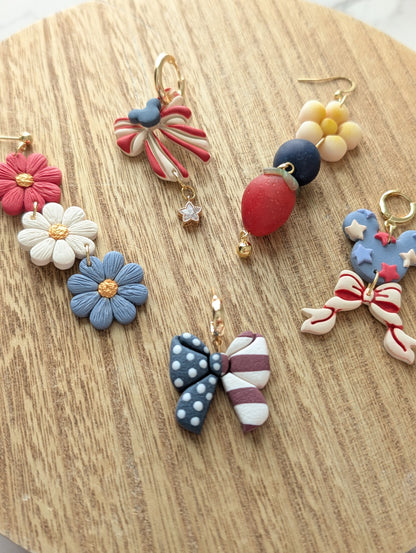RED, WHITE & FLORAL DANGLES