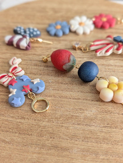 RED, WHITE & FRUITS DANGLES