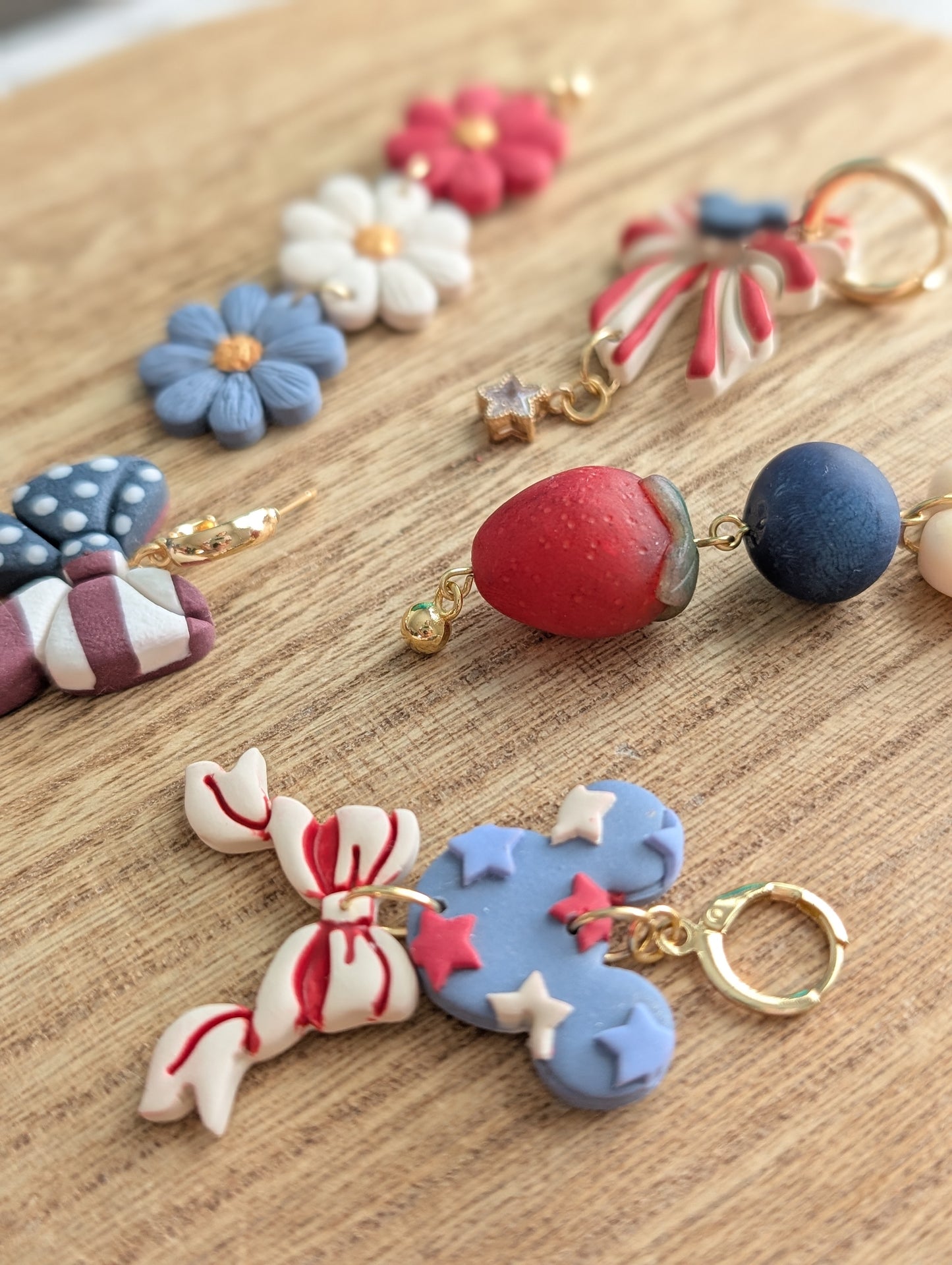 RED, WHITE & FRUITS DANGLES