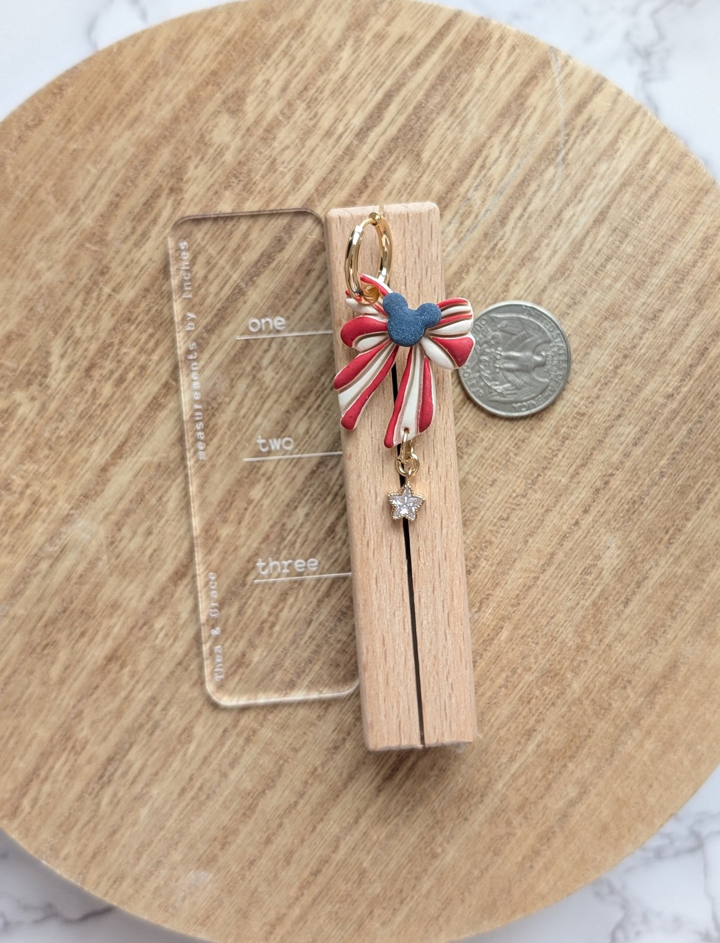 STAR, STRIPES & MOUSE BOW CHARM HOOPS