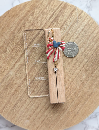 STAR, STRIPES & MOUSE BOW CHARM HOOPS