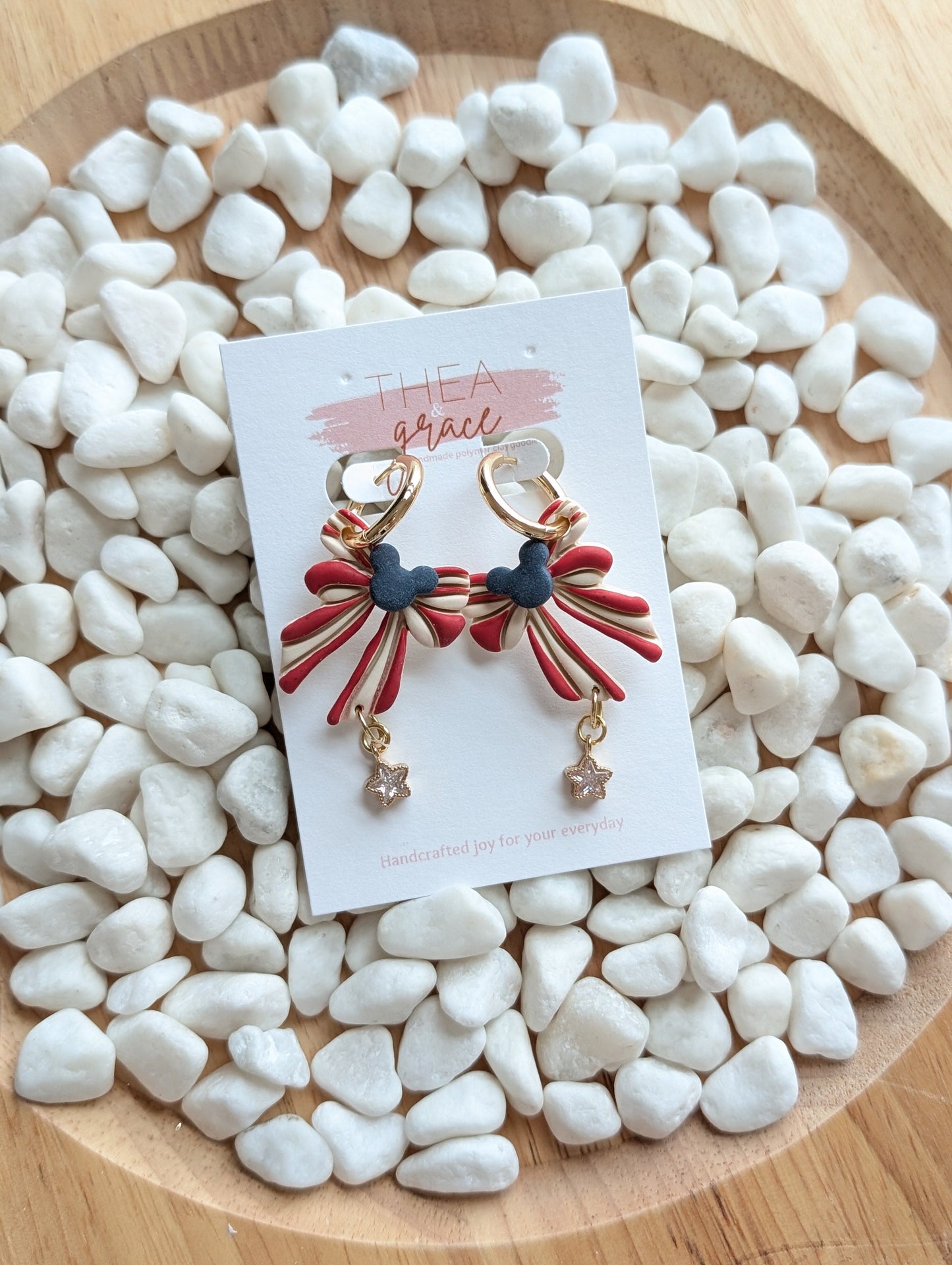 STAR, STRIPES & MOUSE BOW CHARM HOOPS