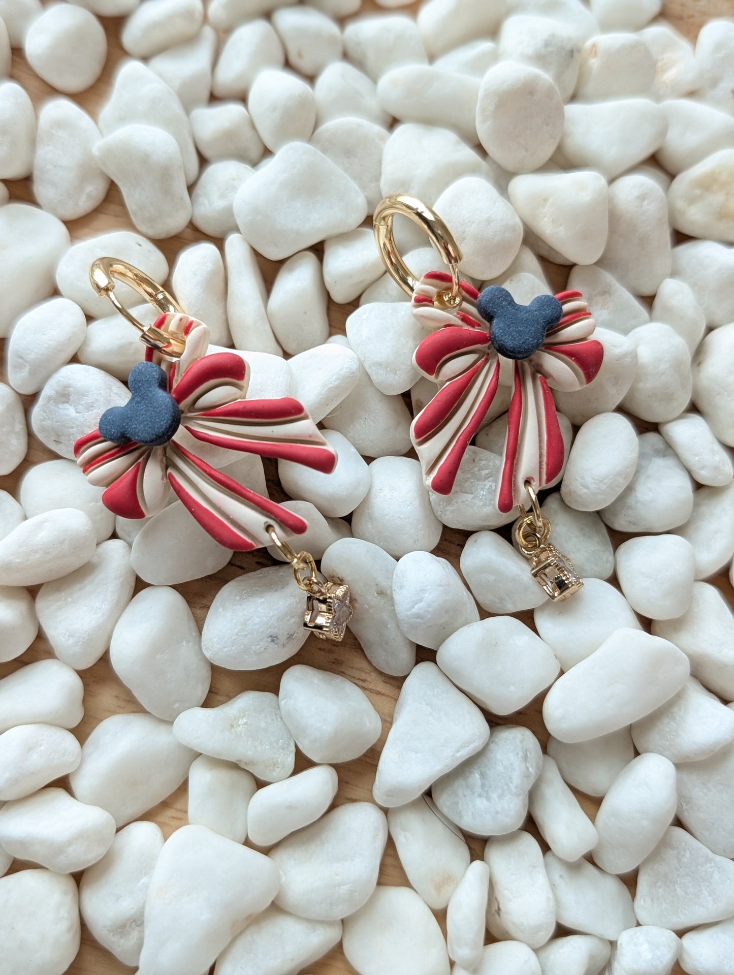 STAR, STRIPES & MOUSE BOW CHARM HOOPS