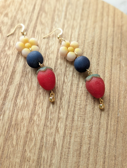 RED, WHITE & FRUITS DANGLES