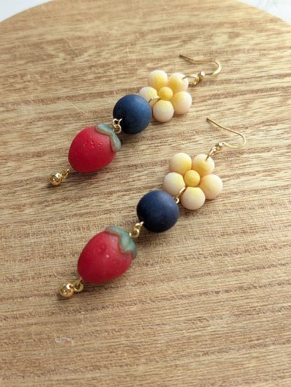 RED, WHITE & FRUITS DANGLES