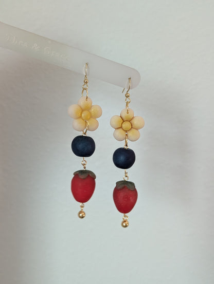 RED, WHITE & FRUITS DANGLES