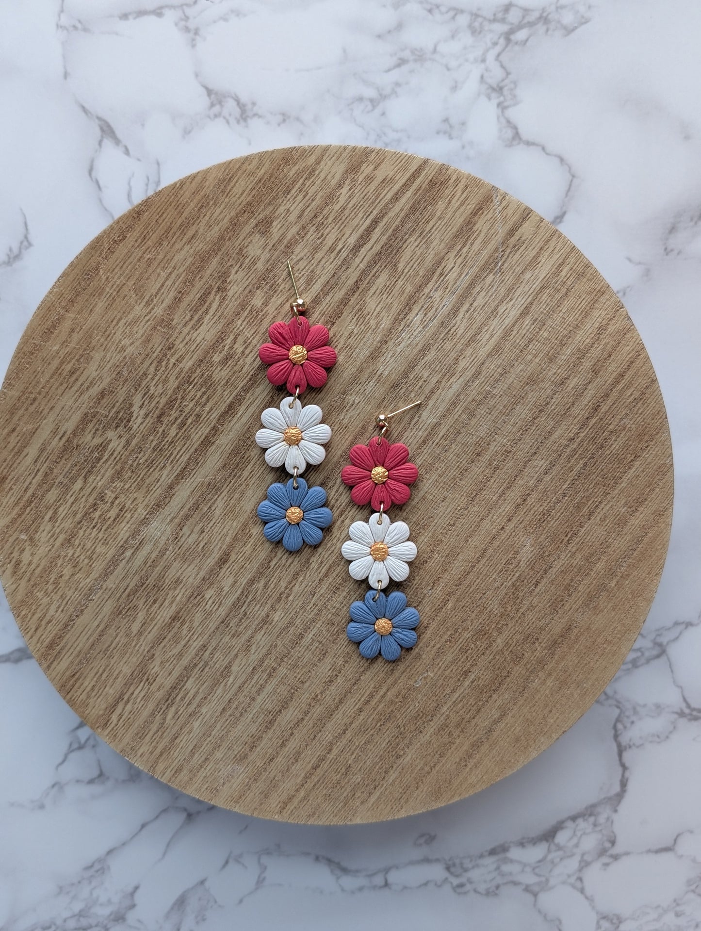 RED, WHITE & FLORAL DANGLES