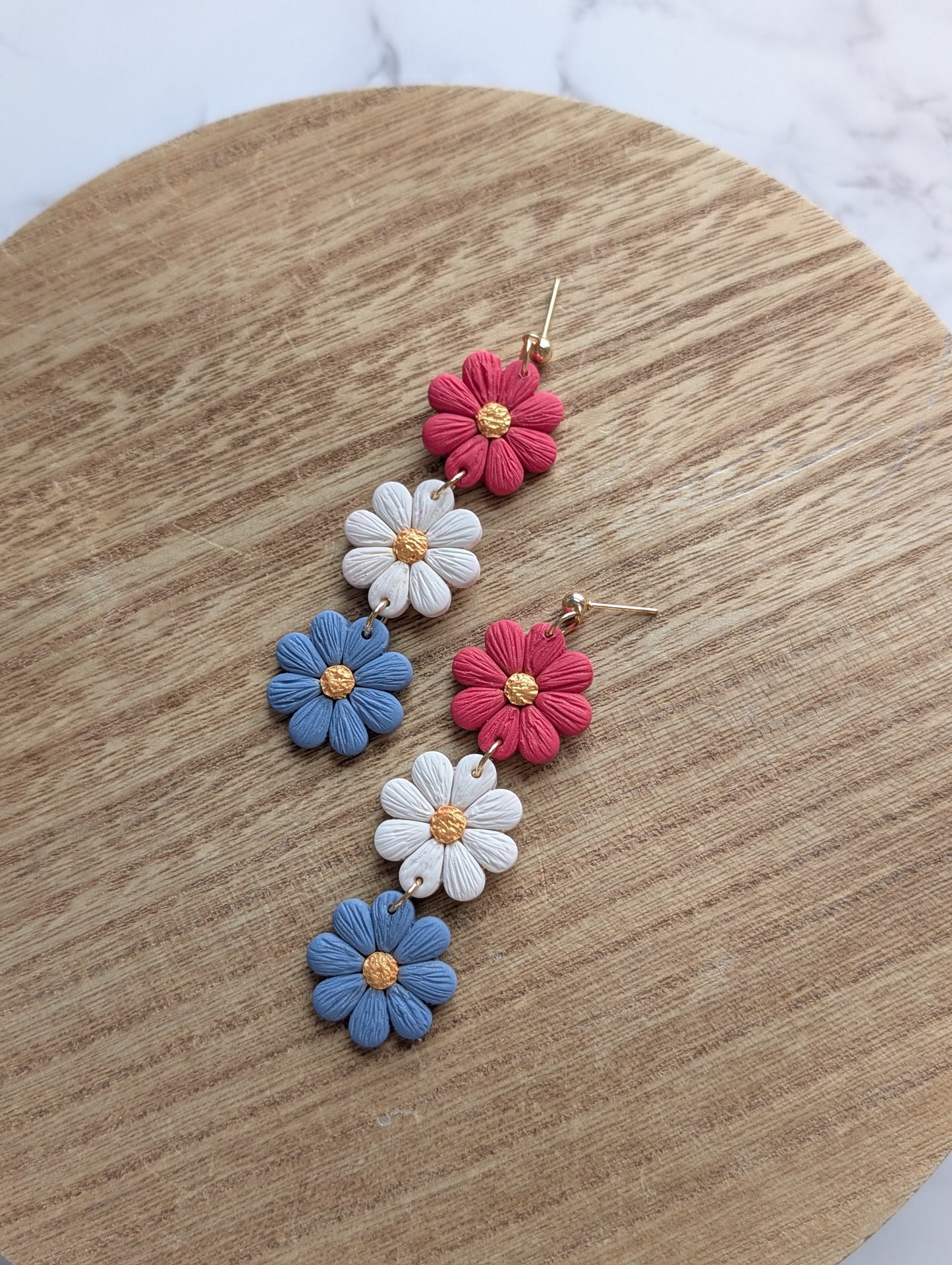 RED, WHITE & FLORAL DANGLES
