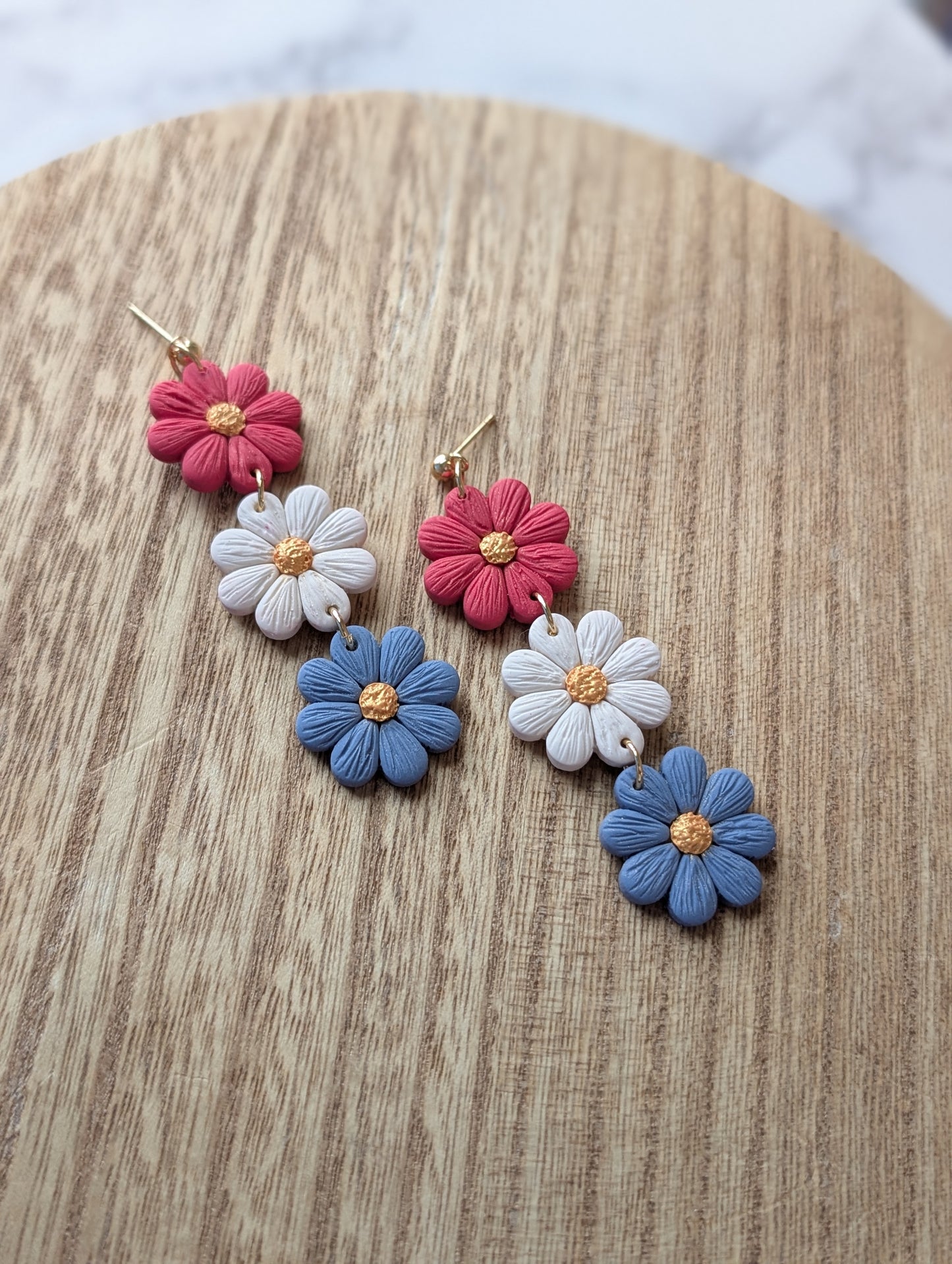 RED, WHITE & FLORAL DANGLES