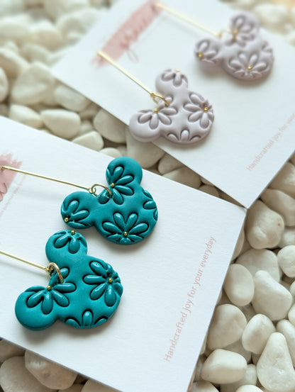FLORAL DEBOSSED MOUSE DANGLES
