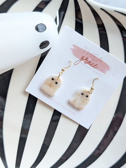 GOLD PRINT GHOST DANGLES