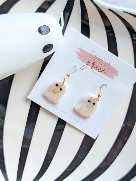 GOLD PRINT GHOST DANGLES