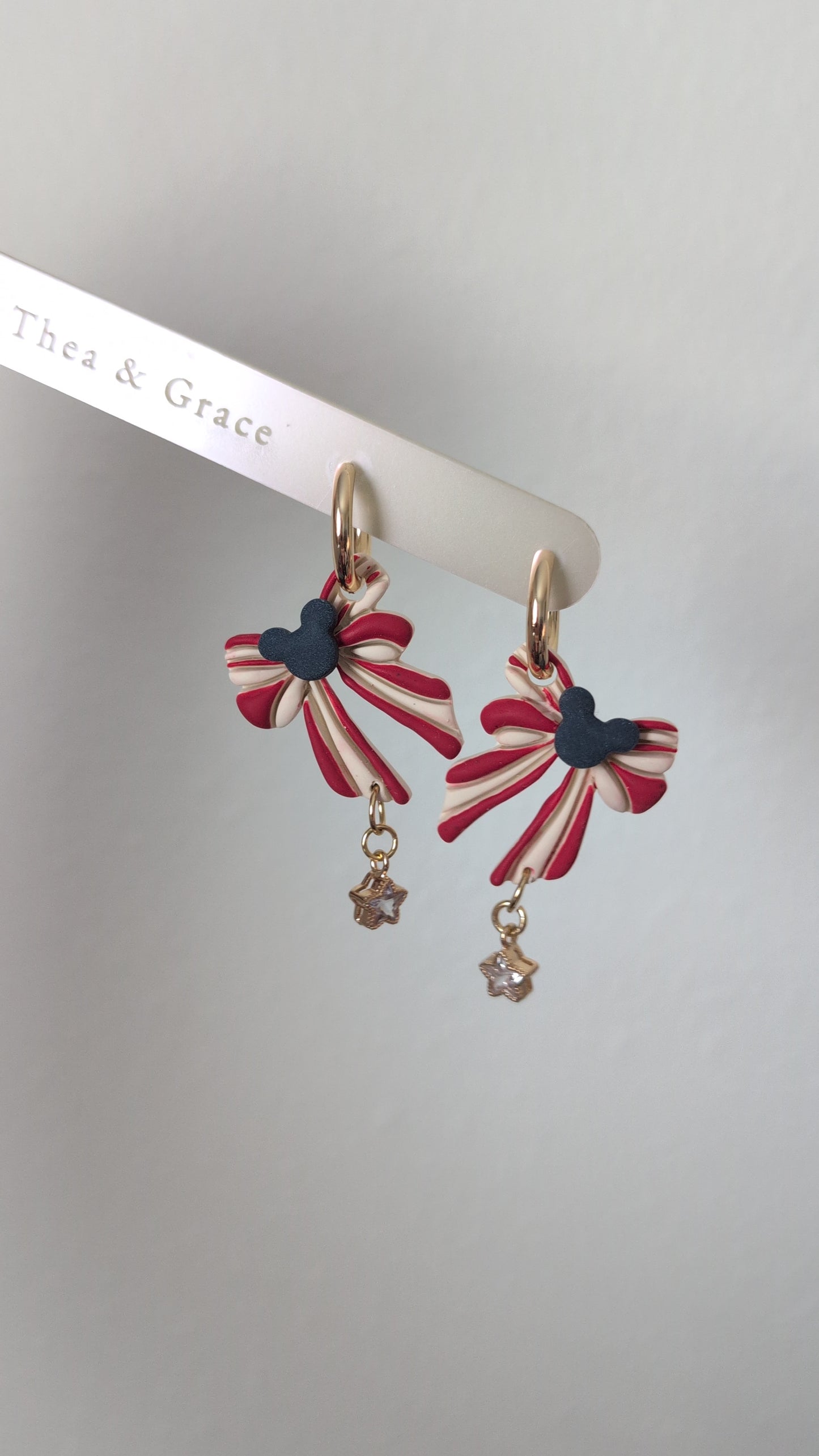 STAR, STRIPES & MOUSE BOW CHARM HOOPS